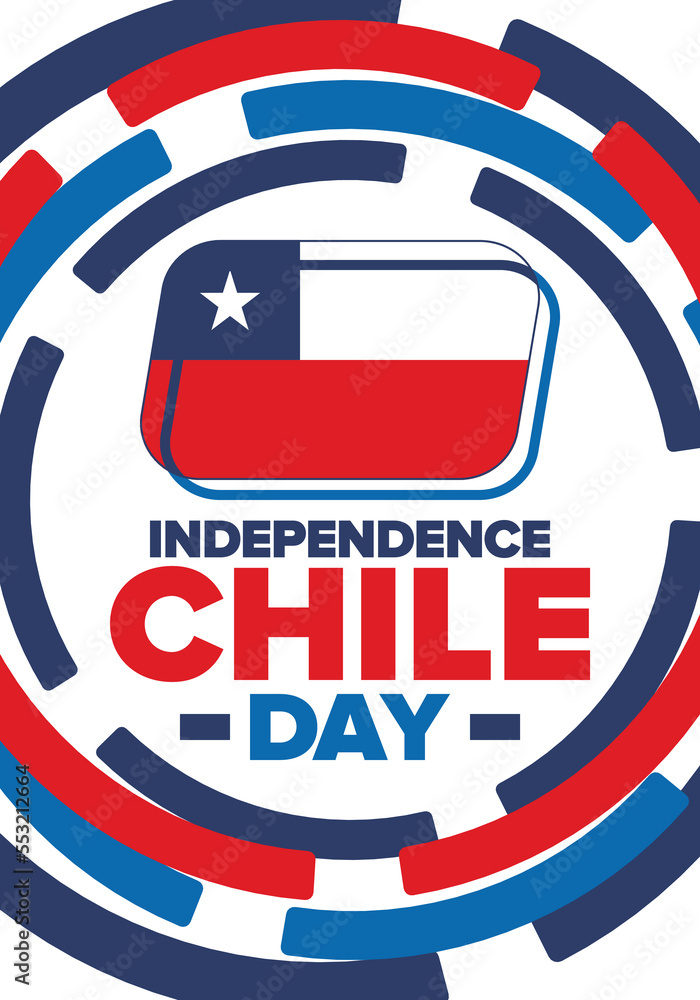 Chile Independence Day. Happy national holiday Fiestas Patrias. Freedom day. Celebrate annual in September 18. Chile flag. Patriotic chilean design. Poster, card, banner, template, background. Vector Chile Independence Day. Happy national holiday Fiestas Patrias. Freedom day. Celebrate annual in September 18. Chile flag. Patriotic chilean design. Poster, card, banner, template, background. Vector
