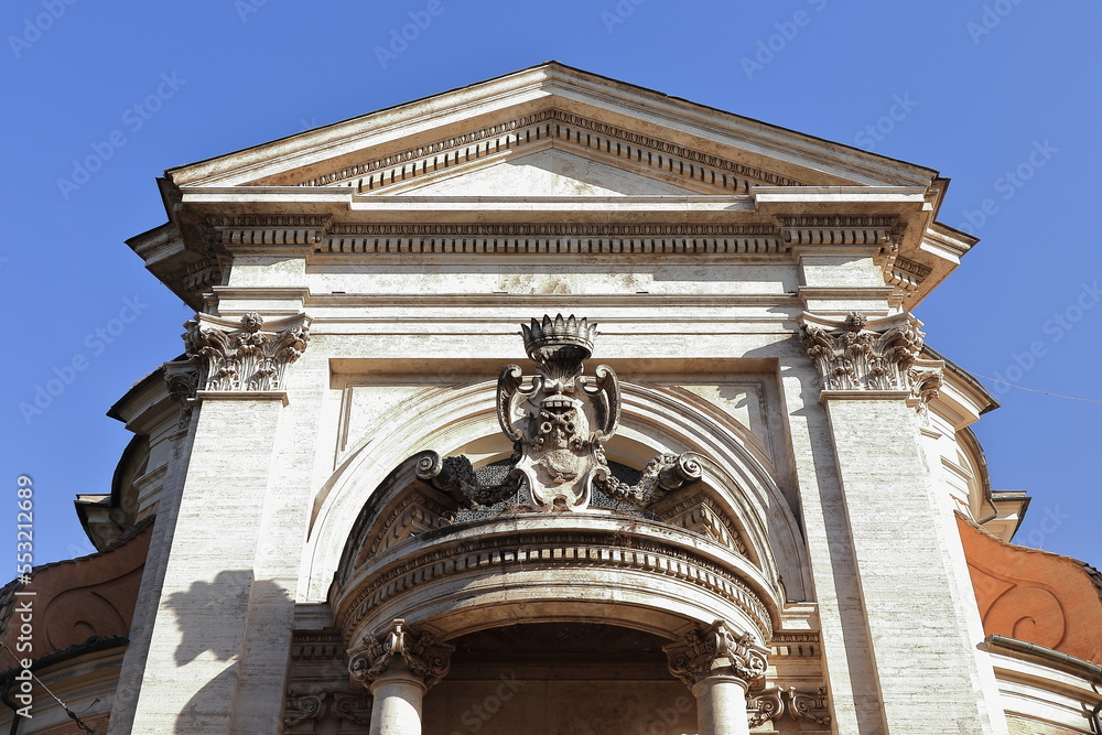 Sant'Andrea al Quirinale Church Facade Close Up in Rome, Italy