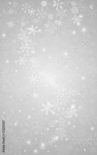 Gray Snowfall Vector Grey Background. magic