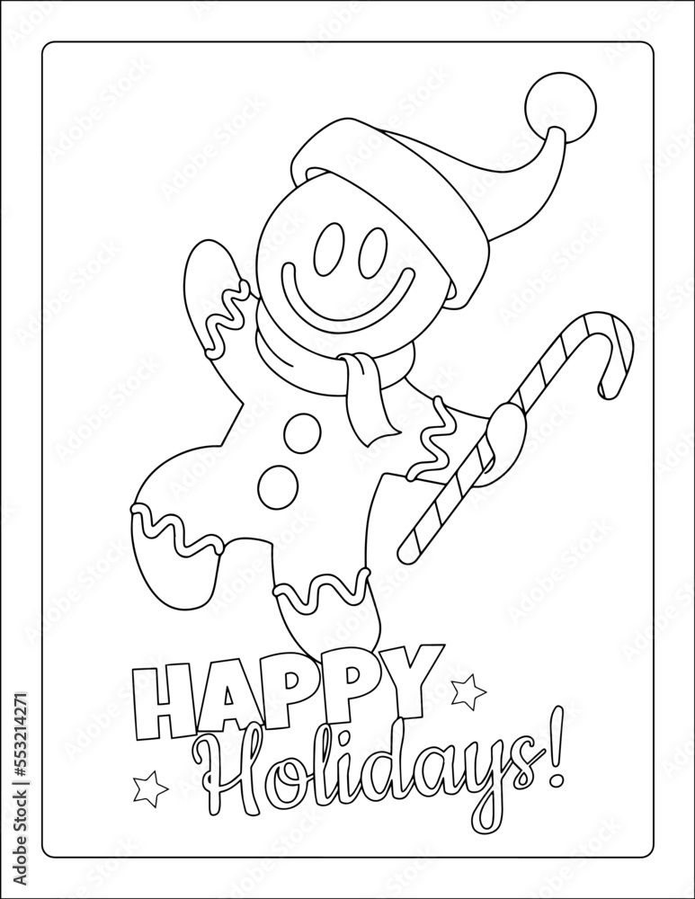 Gingerbread Coloring Page for Kids. Coloring pages for kids, party