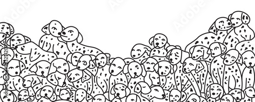 line illustration with dalmatians, book illustration with dogs.  complex background