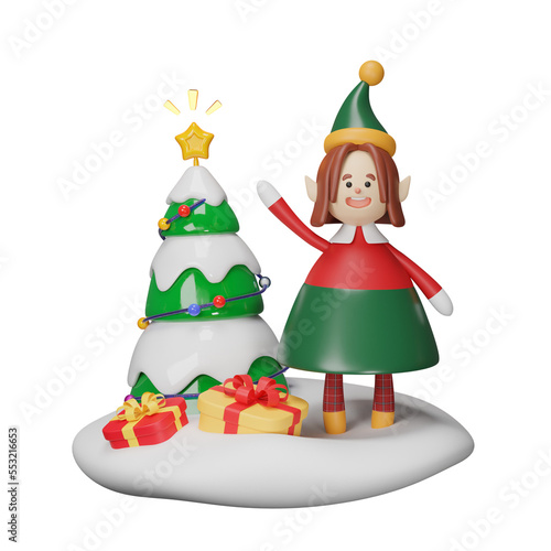 3D Christmas new year ornament decor objects icon isolate background. 3D render illustration © MeepianGraphic