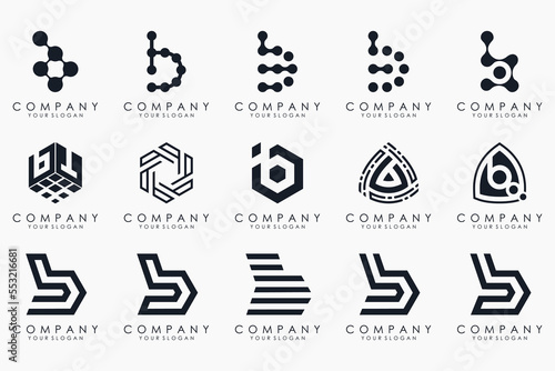 Set of creative letter b logo vector design bundle inspiration.