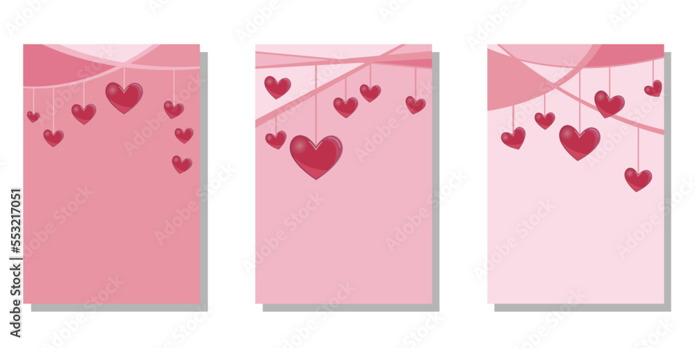 Set of Heart symbol frames. Valentine's day, Mother's day and Wedding day decoration template collection. Vector illustration.