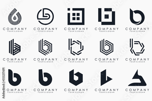 Set of creative letter B logo design template. icons for business of luxury, elegant, simple.