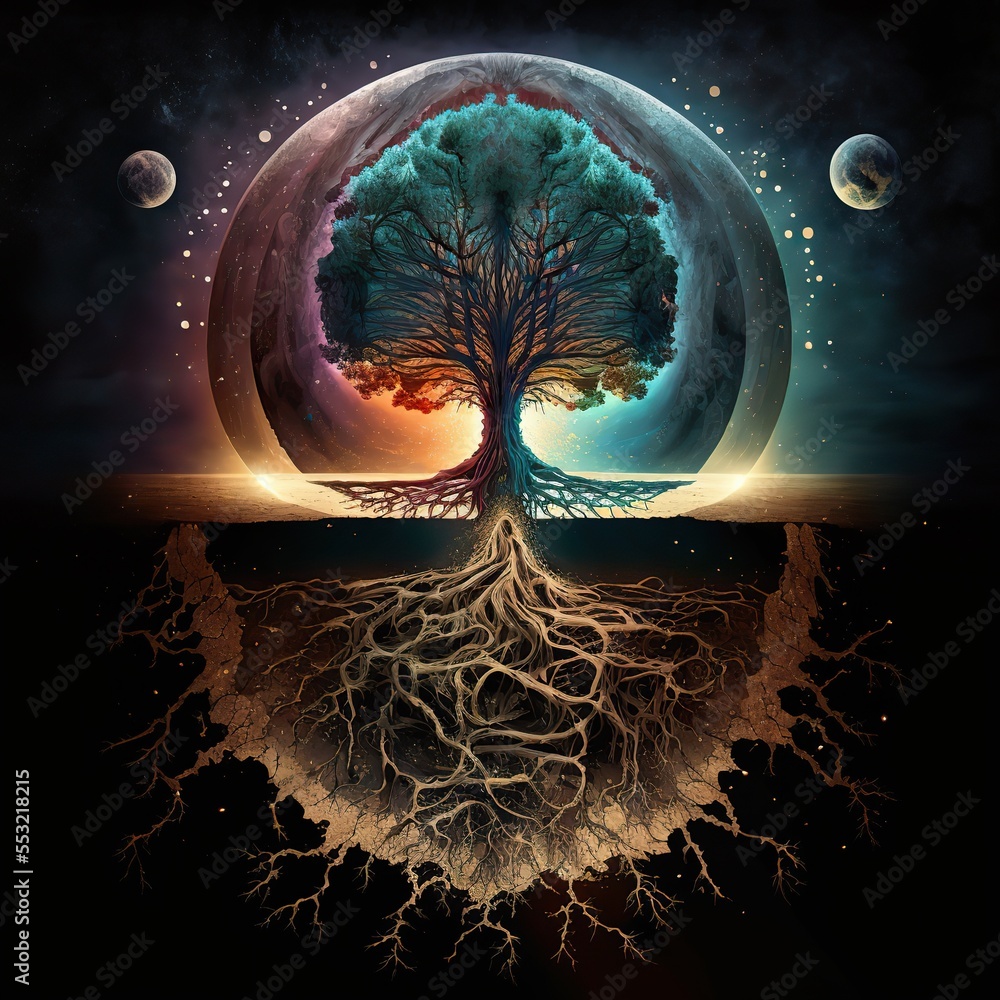 Golden Tree of life. Roots. Represents the afterlife, and connection ...
