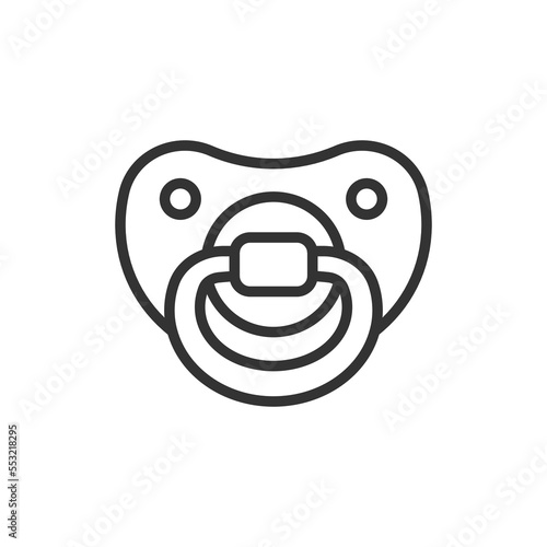 Baby pacifier line icon on white background. Editable stroke.