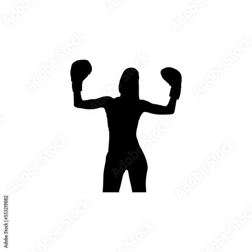 Woman kickboxer icon. Simple style woman kickboxing tournament poster background symbol. Woman kickboxer brand logo design element. Woman kickboxer t-shirt printing. vector for sticker.