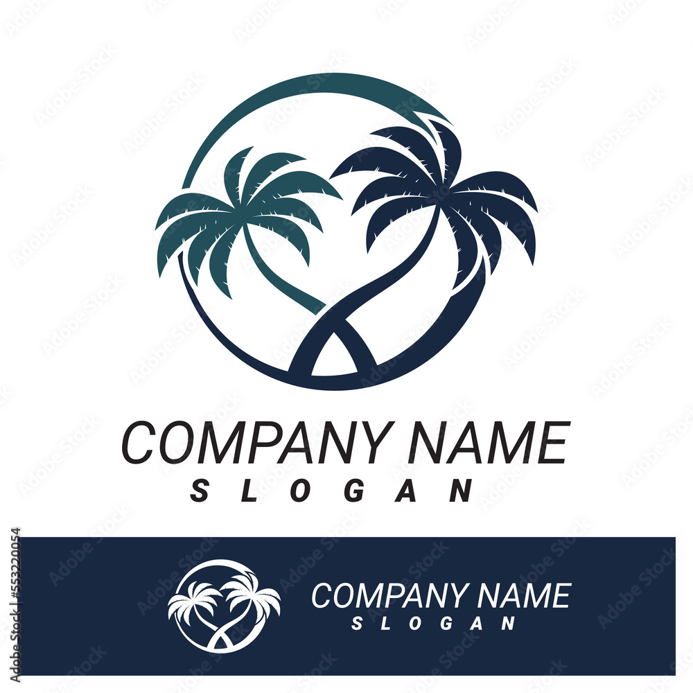 Fototapeta premium Palm tree summer logo template