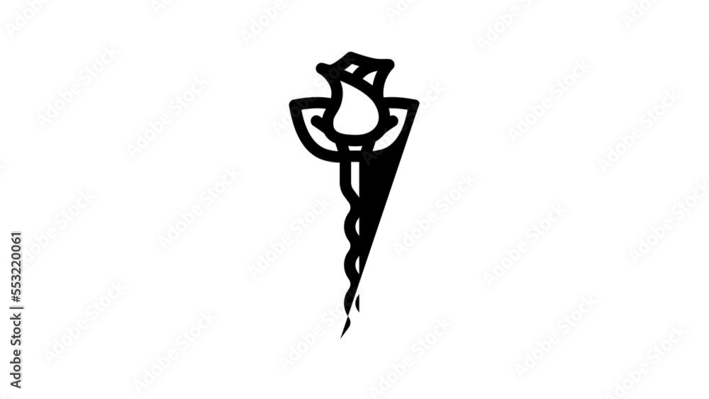 hair pin with rose flower line icon animation hair pin with rose flower line icon animation