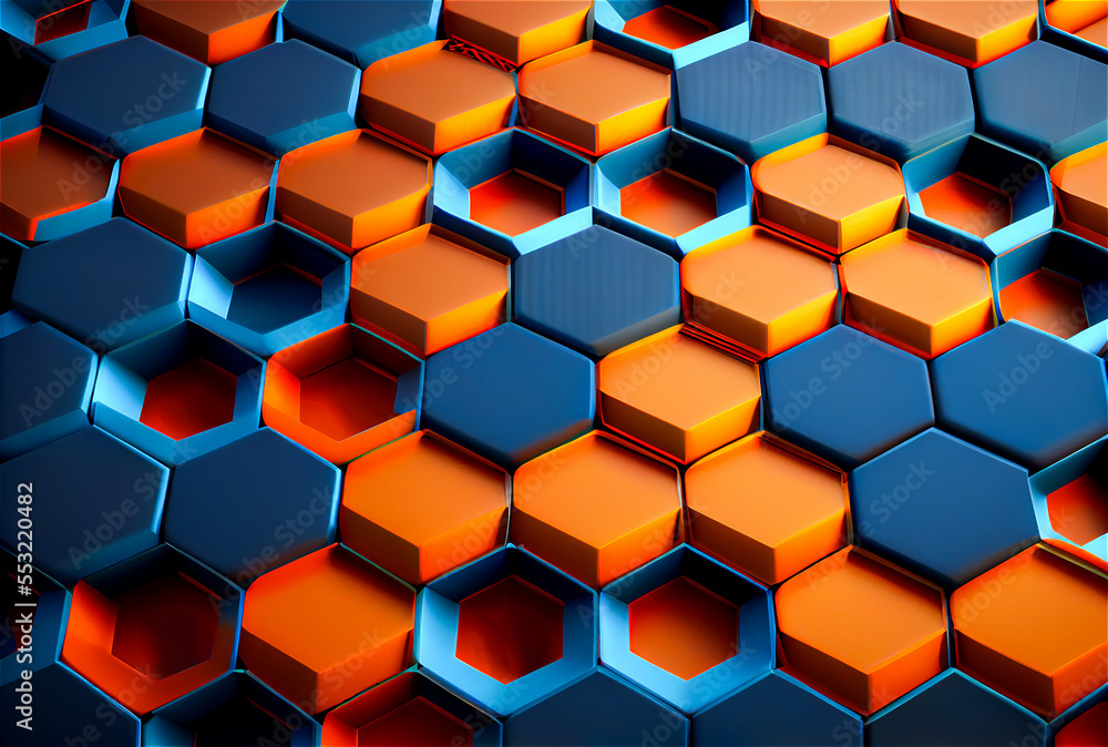 Honeycomb lacquered background in blue and orange with a modern style Honeycomb lacquered background in blue and orange with a modern style