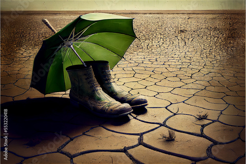 broken umbrella in a desert...