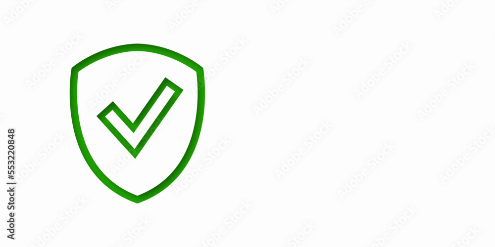 Banner shield check mark icon. Place for your text. Cope space. Vector illustration Banner shield check mark icon. Place for your text. Cope space. Vector illustration