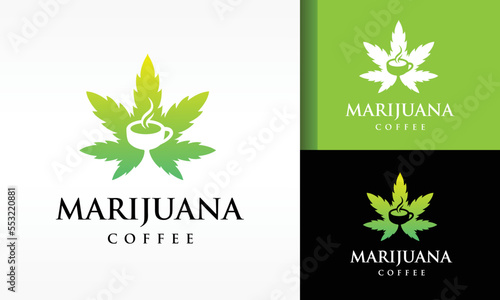 Marijuana Cannabis coffee cbd bean logo design inspiration