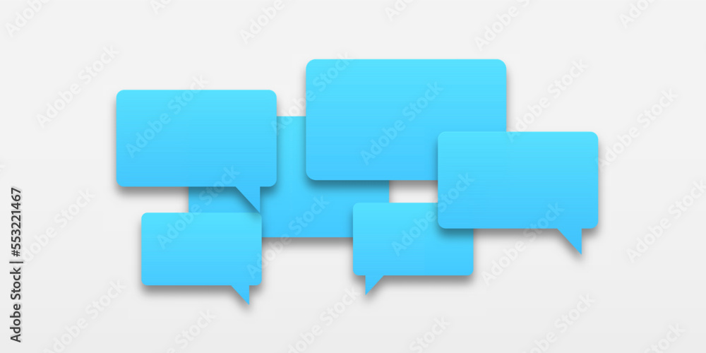 Set of blue speech bubbles icons. Communication between people, a kind of active conversation. The concept of human communication. illustration of speech bubbles on a white background. Set of blue speech bubbles icons. Communication between people, a kind of active conversation. The concept of human communication. illustration of speech bubbles on a white background.
