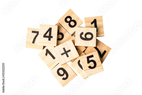 Math number on white background, education study mathematics learning teach concept.