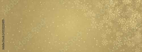 Golg Snow Vector Panoramic Gold Background.