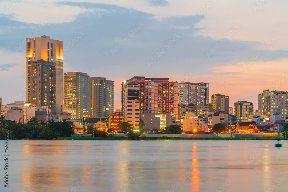 Fototapeta premium Beautiful night at Ho Chi Minh City, cityscape in Vietnam
