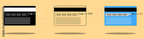 Credit Card, CVV code icon,Card Security Code icon. CSC  Logo vector sign.blue card.