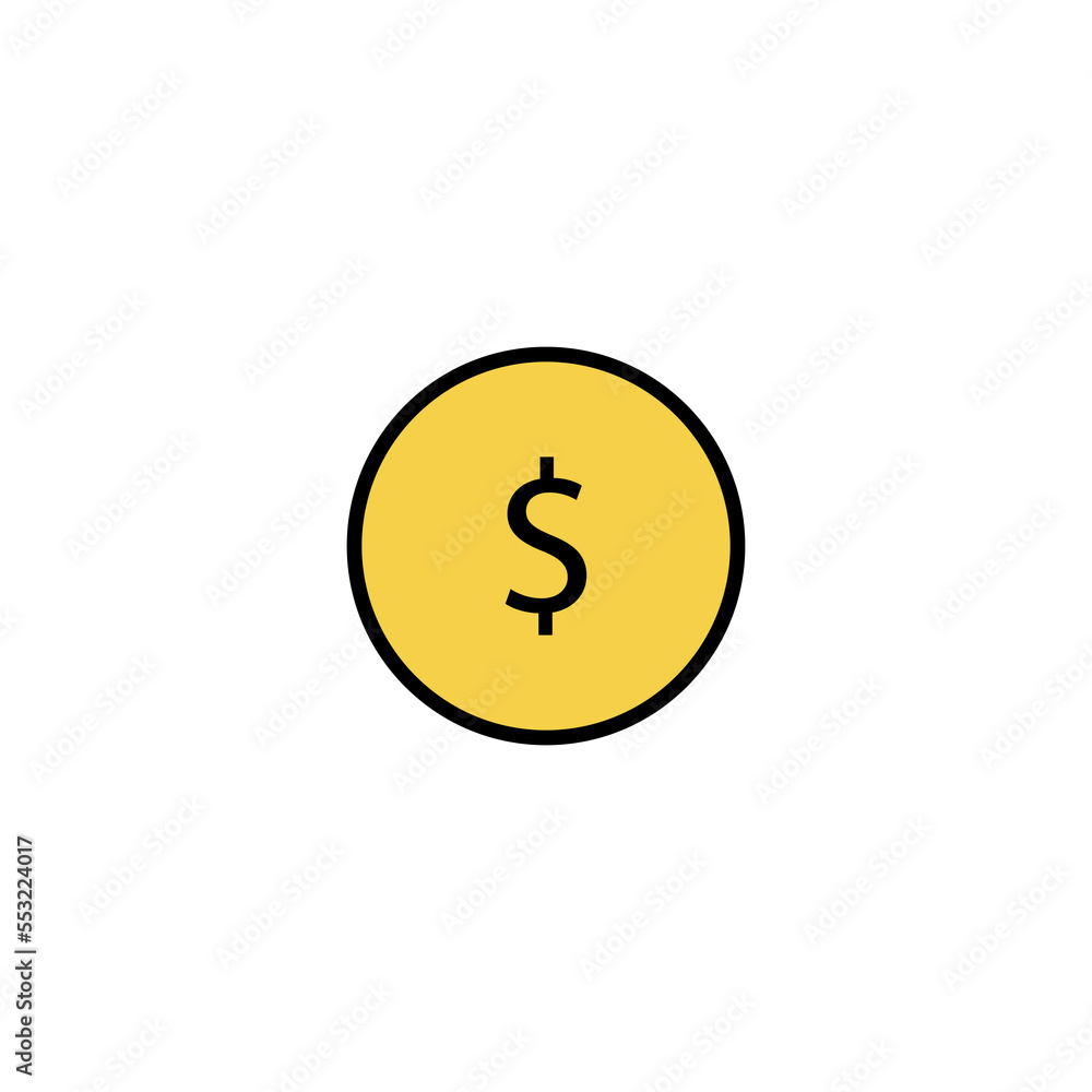 Coin dollar vector simple icon Coin dollar vector simple icon