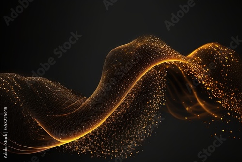 golden glowing wave on dark background Generative AI