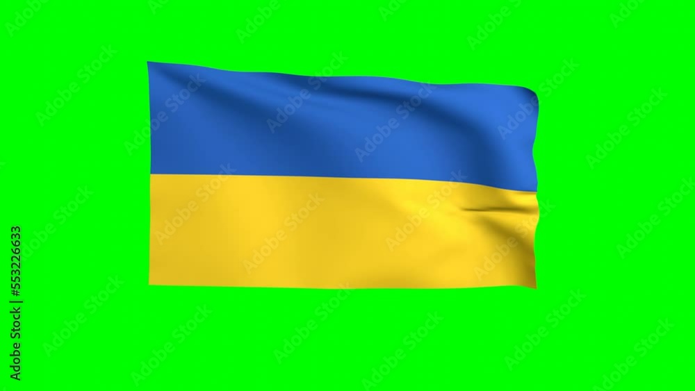Ukraine waving flag 3D animation on a green background. Ukrainian's ...