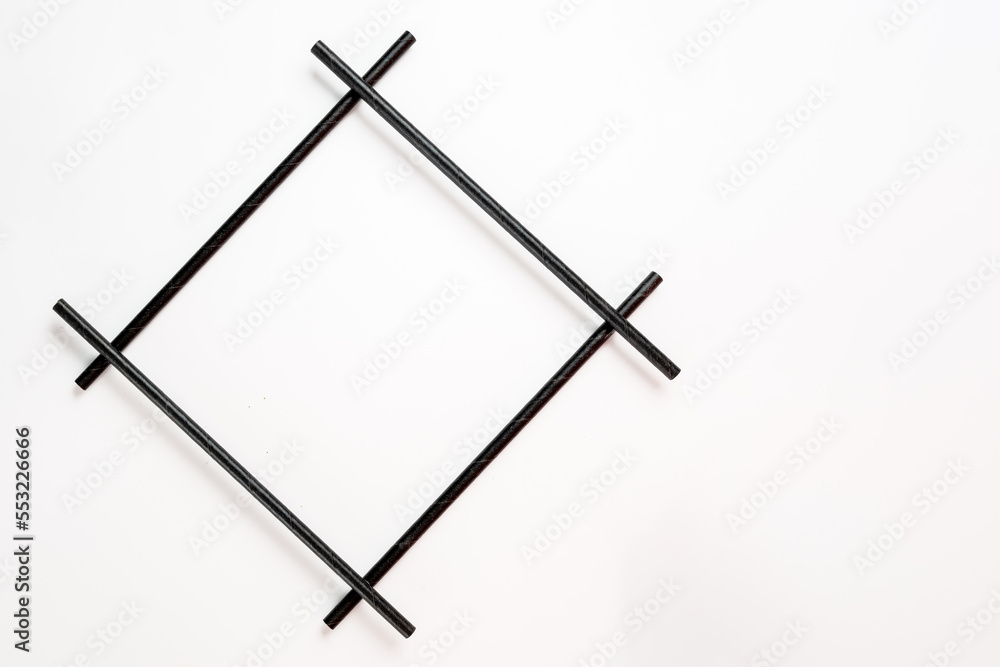 black bamboo compostible straw diamond shaped picture frame isolated on a white background black bamboo compostible straw diamond shaped picture frame isolated on a white background