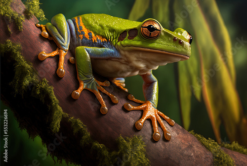Canvas-taulu Image of a rhacophorus reinwartii, or Javan tree frog, perched on a limb