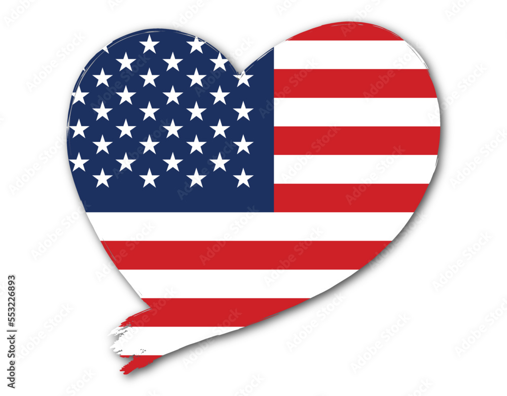 Flag of USA US America love heart states travel invitation patriotic stars july sign Flag of USA US America love heart states travel invitation patriotic stars july sign