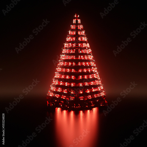 red  christmas tree rocket  with copy space generative ai illustration photo