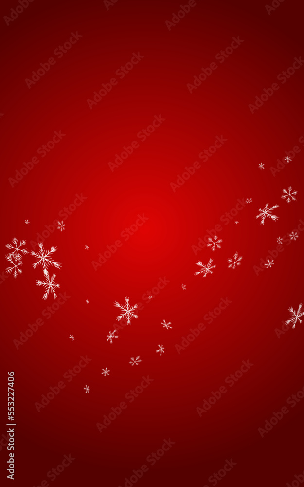 Gray Snowfall Vector Red Background. Xmas