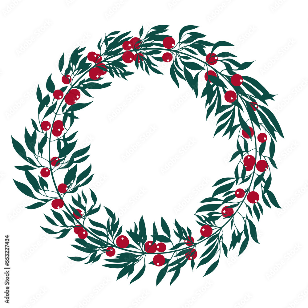 Frame of leaves and berries of red currant. Floral pattern on white background Frame of leaves and berries of red currant. Floral pattern on white background