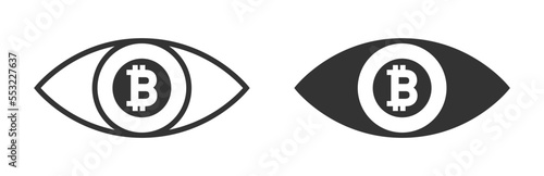 Eye icon with bitcoin sign. Business icon. Vector illustration.