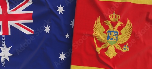 Photography Flags of Australia and Montenegro