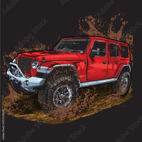 Mud Truck vector illustration. Editable colors
