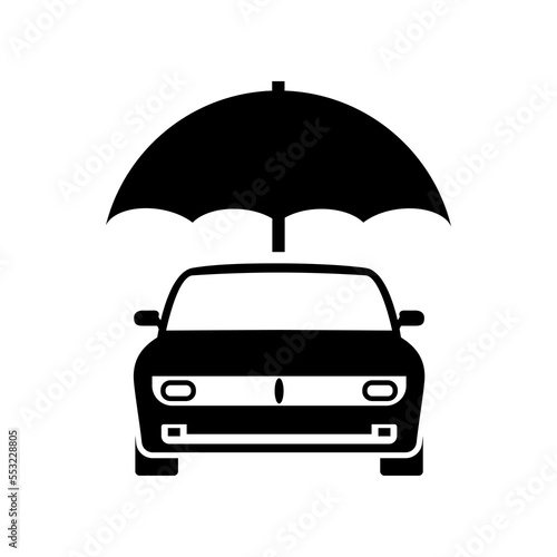 Car insurance vector logo concept protect icon. Car insurance umbrella cover care illustration