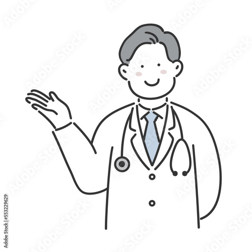案内をする男性のお医者さんのイラスト素材