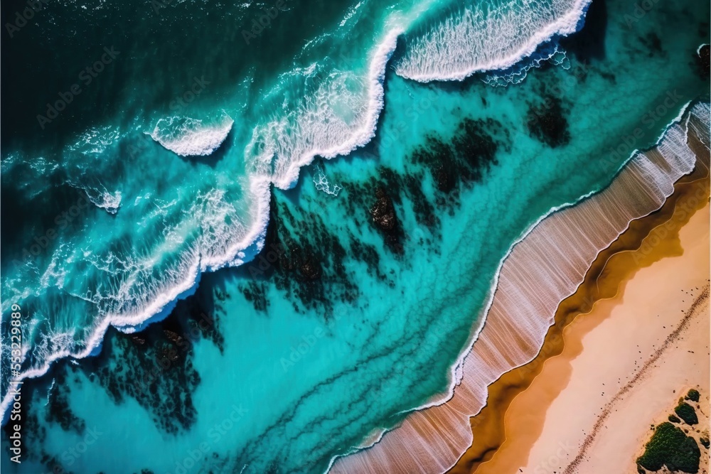 Fototapeta premium Beach shore top view Generative AI