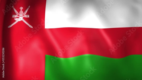 Animation of the Oman flag. 4K. Sultanate of Oman flag flying.