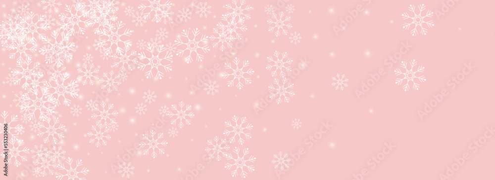 White Snow Vector Panoramic Pink Background. New White Snow Vector Panoramic Pink Background. New