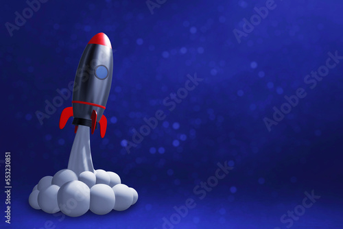 Fototapeta Naklejka Na Ścianę i Meble -  Rocket on space 3d illustration