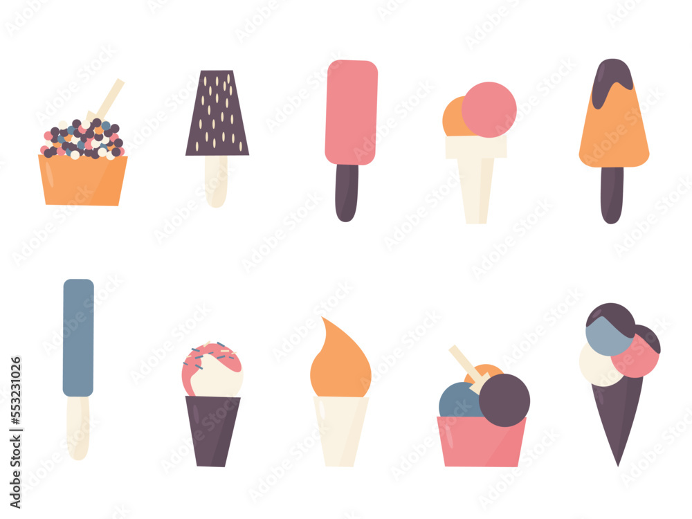 Vector set with different kinds of ice cream Vector set with different kinds of ice cream