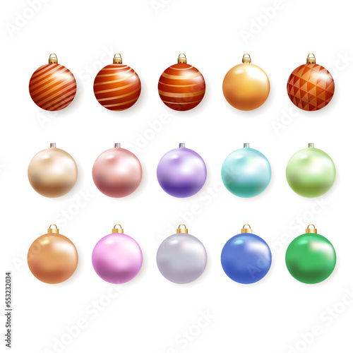 3D colorful  realistic Chiristmas ornament decoration  bauble ball