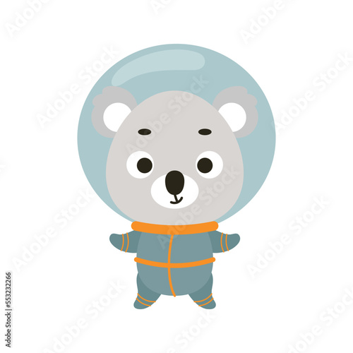 Cute little spaceman koala on white background. Cartoon animal character for kids t-shirts  nursery decoration  baby shower  greeting card  invitation  house interior. Vector stock illustration