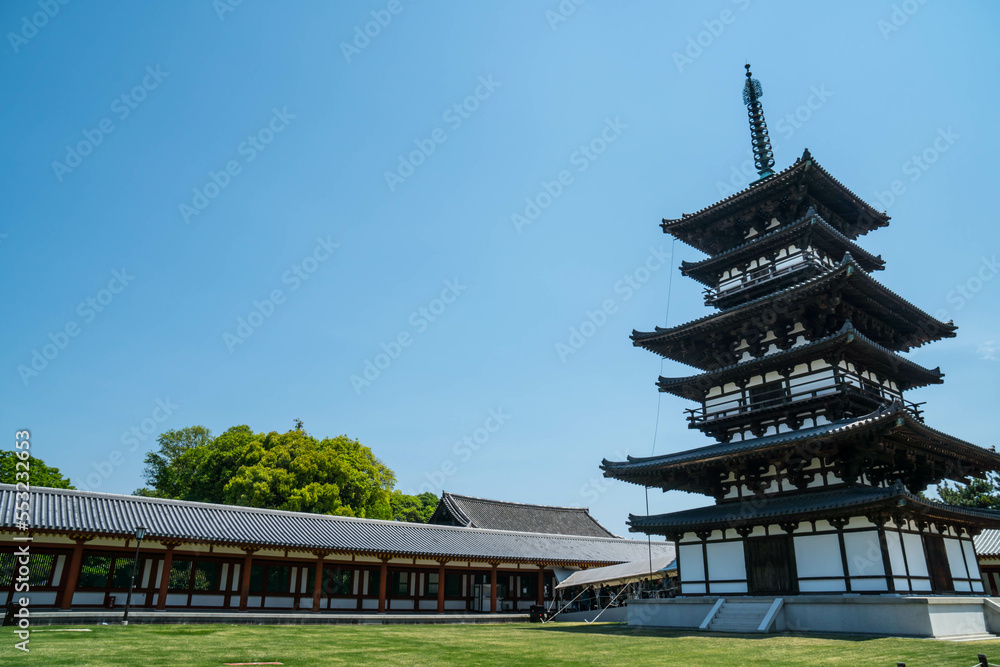 奈良 薬師寺の広大な境内と三重塔