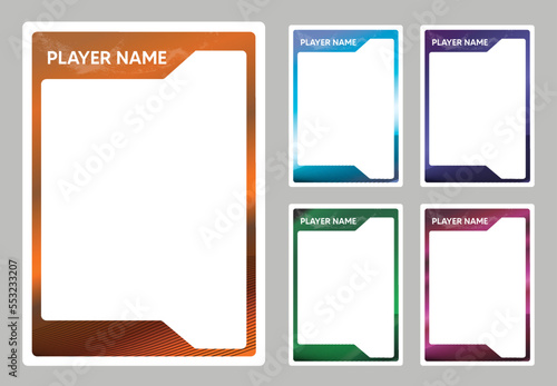Sports player trading card frame border template design set no shadow on the vector file and text is outline