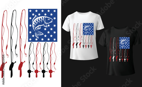 American-Flag-Fishing-Rod t-shirt design