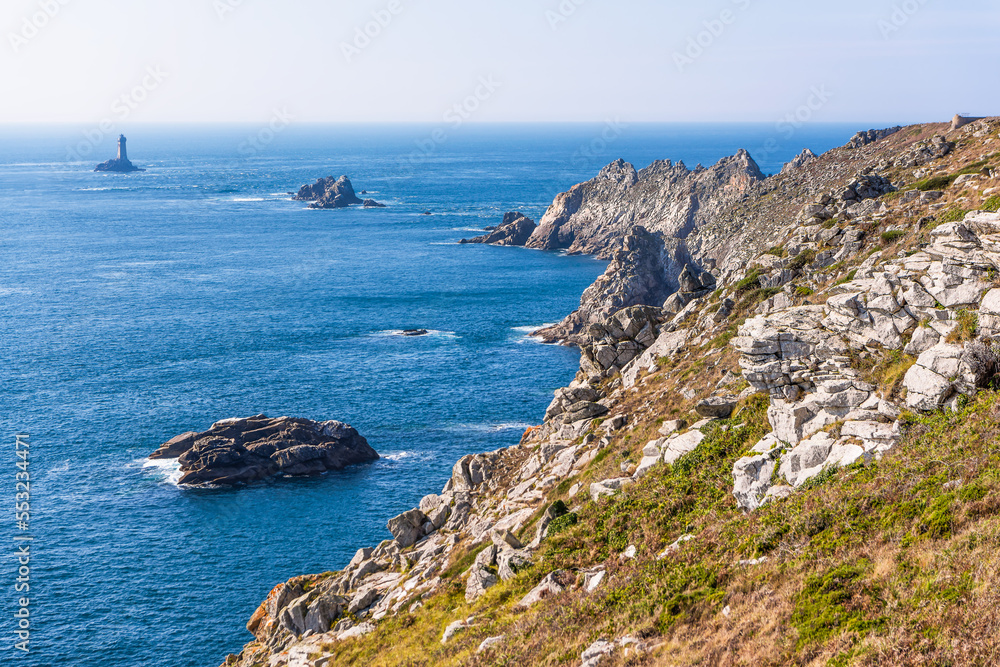 Scenic view of Pointe du Raz promontory in Brittany France 