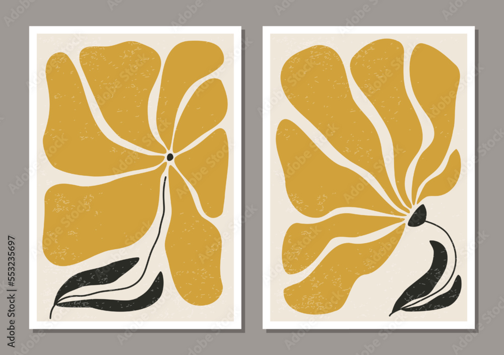 Obraz premium Set of Matisse style contemporary collage botanical minimalist wall art poster