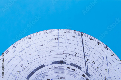 Tachograph. Driver time tracking.Background from recorded analog tachograph disks. photo